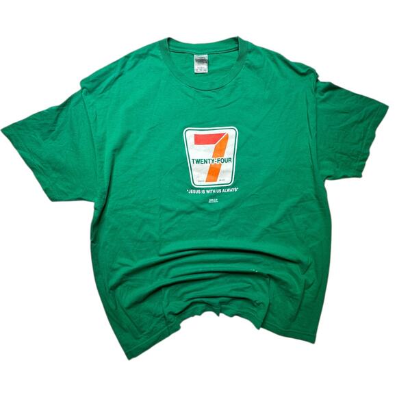 Vintage 2003 Kerusso 7/11 Gas Station 24/7 Jesus Rare Religion T-shirt Size 2XL - Picture 1 of 5
